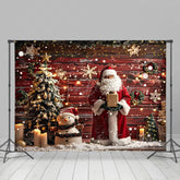 Lofaris Santa Claus Snowman Wooden House Photo Backdrop